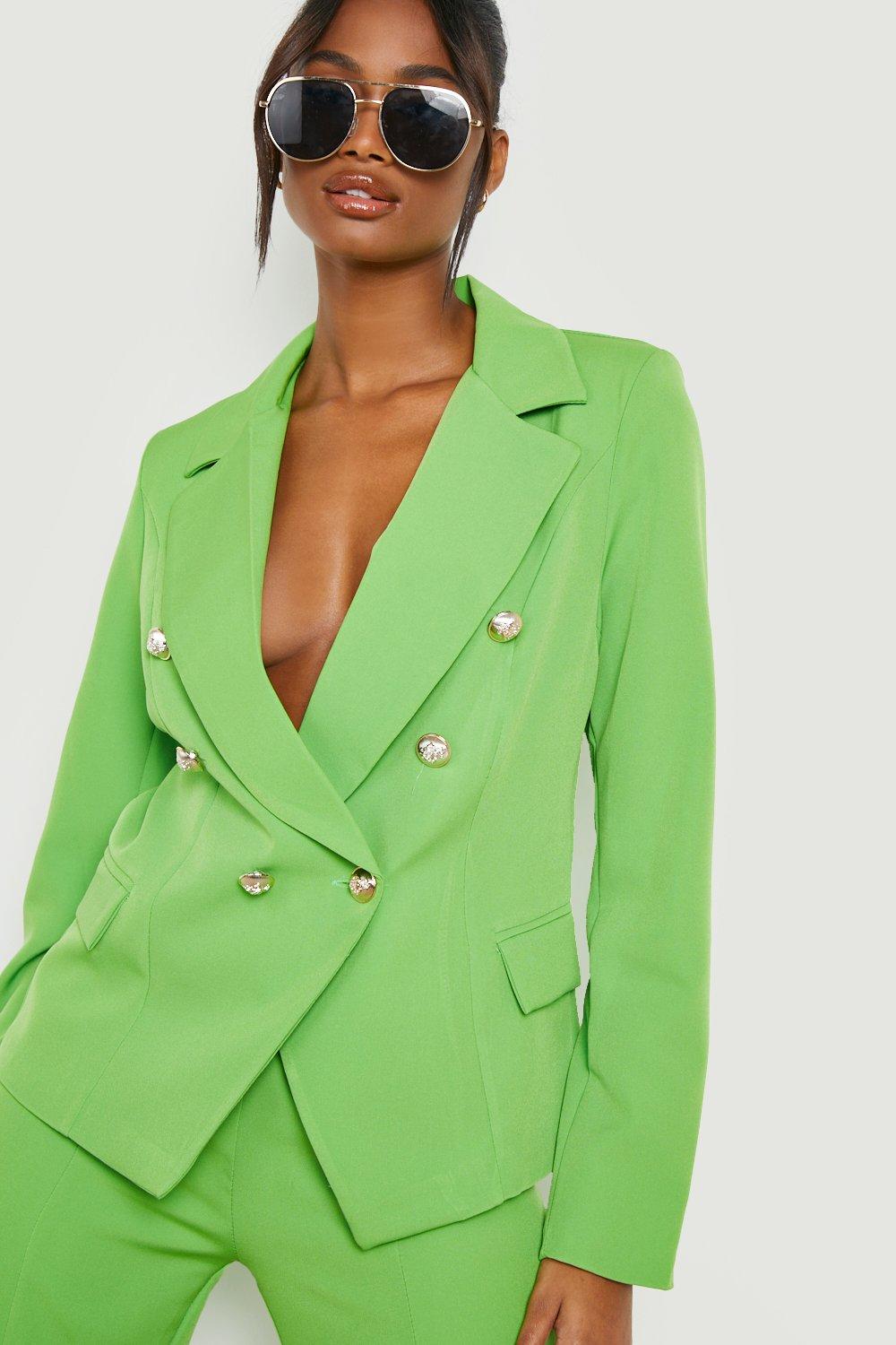 Green blazer hot sale gold buttons